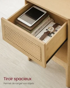 Cheap SONGMICS Table de chevet avec tiroir et compartiment ouvert couleur chêne Naturel