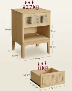 Cheap SONGMICS Table de chevet avec tiroir et compartiment ouvert couleur chêne Naturel