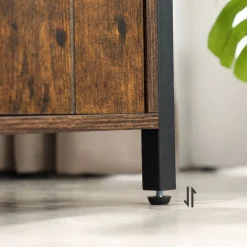 Fashion SONGMICS Table de chevet effet lattes Noir