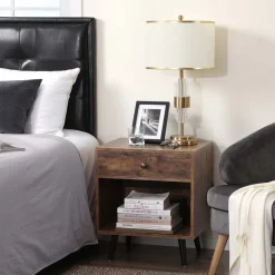 Online SONGMICS Table de chevet fermée industriel Marron Rustique