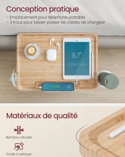 Cheap SONGMICS Table de chevet multiprise et tiroirs 35 x 45 x 58,7 cm blanc mat et beige cappuccino