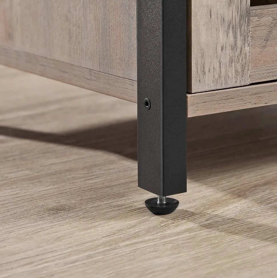 Cheap SONGMICS Table de chevet persiennes grège Greige + Noir