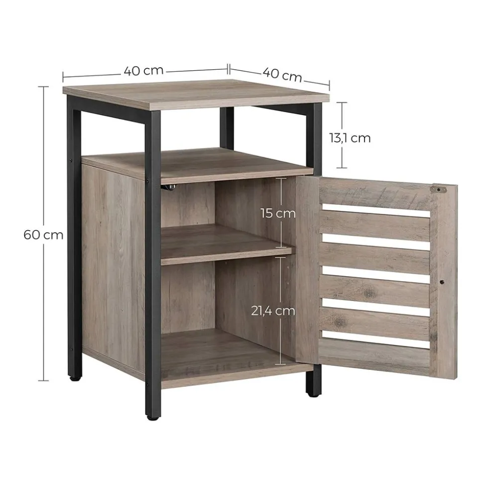 Cheap SONGMICS Table de chevet persiennes grège Greige + Noir