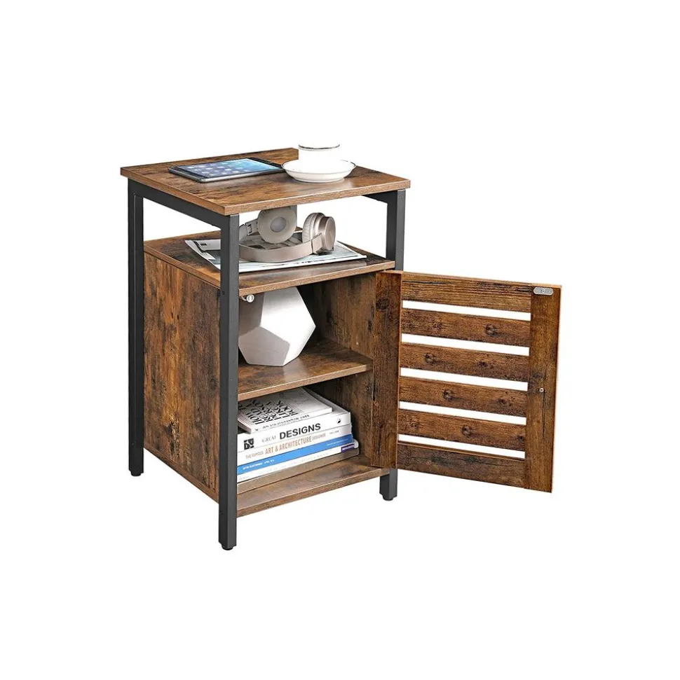 Online SONGMICS Table de chevet persienne Marron Rustique