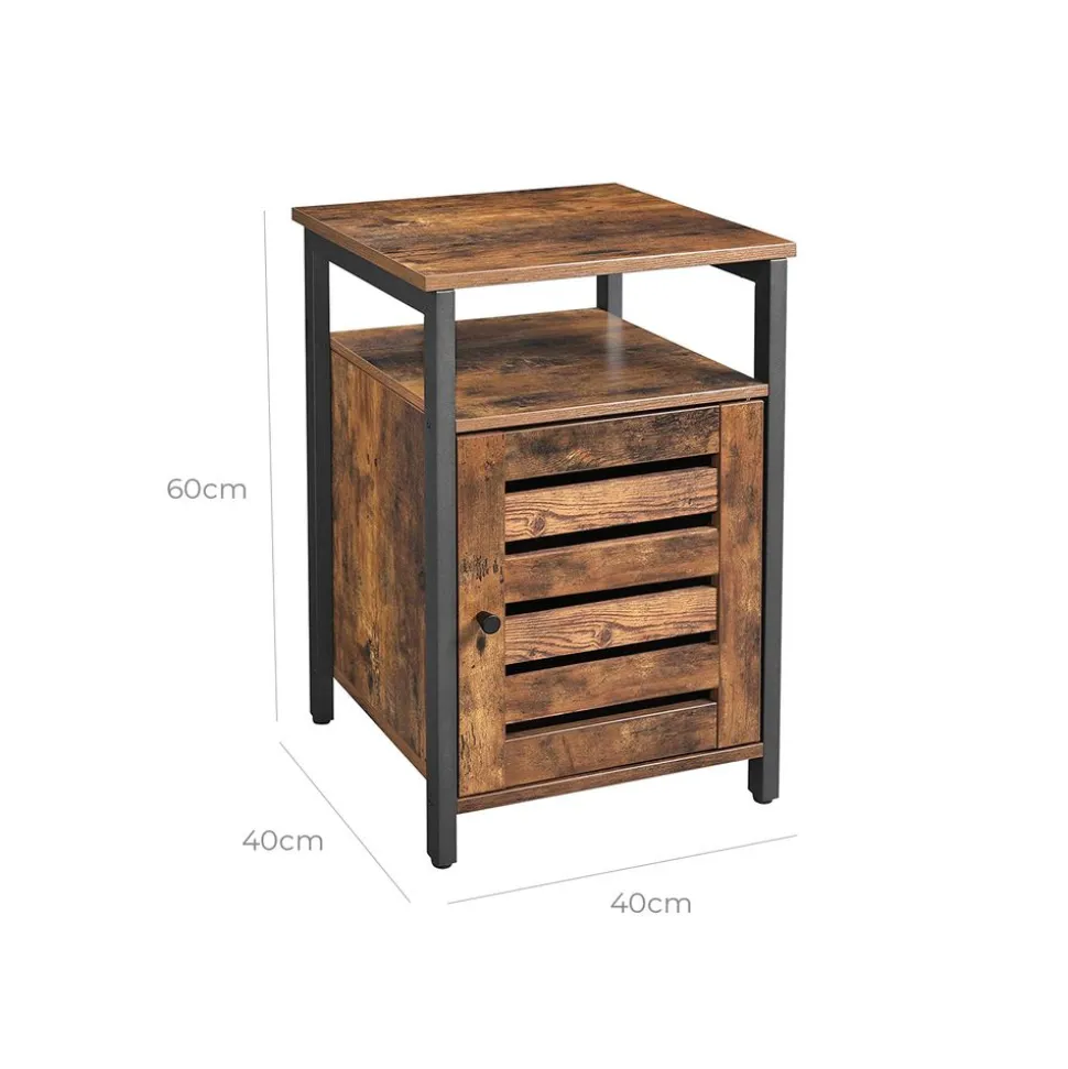 Online SONGMICS Table de chevet persienne Marron Rustique
