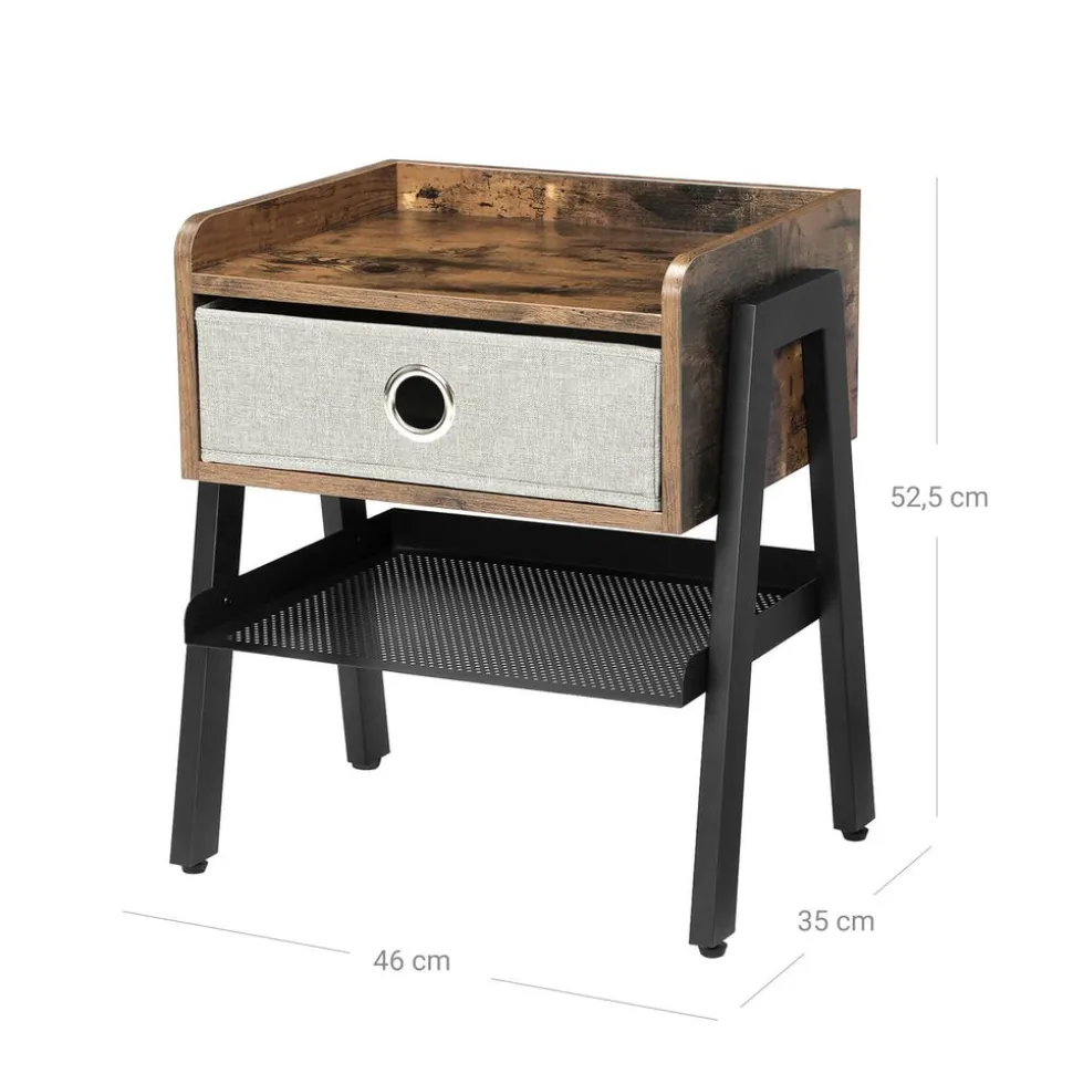 New SONGMICS Table de chevet tiroir tissu Marron Rustique