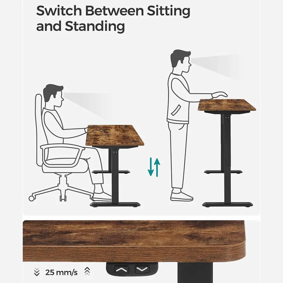 Shop SONGMICS Table de lit portable Marron Rustique