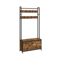 New SONGMICS Table de nuit 2 tiroirs Brun Vintage Noir