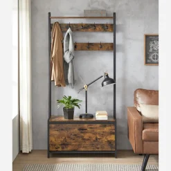 New SONGMICS Table de nuit 2 tiroirs Brun Vintage Noir