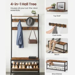 New SONGMICS Table de nuit 2 tiroirs Brun Vintage Noir