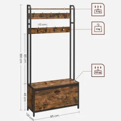 New SONGMICS Table de nuit 2 tiroirs Brun Vintage Noir