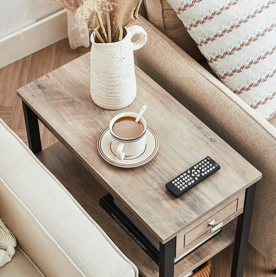 Flash Sale SONGMICS Table de nuit allongée grège Blanc