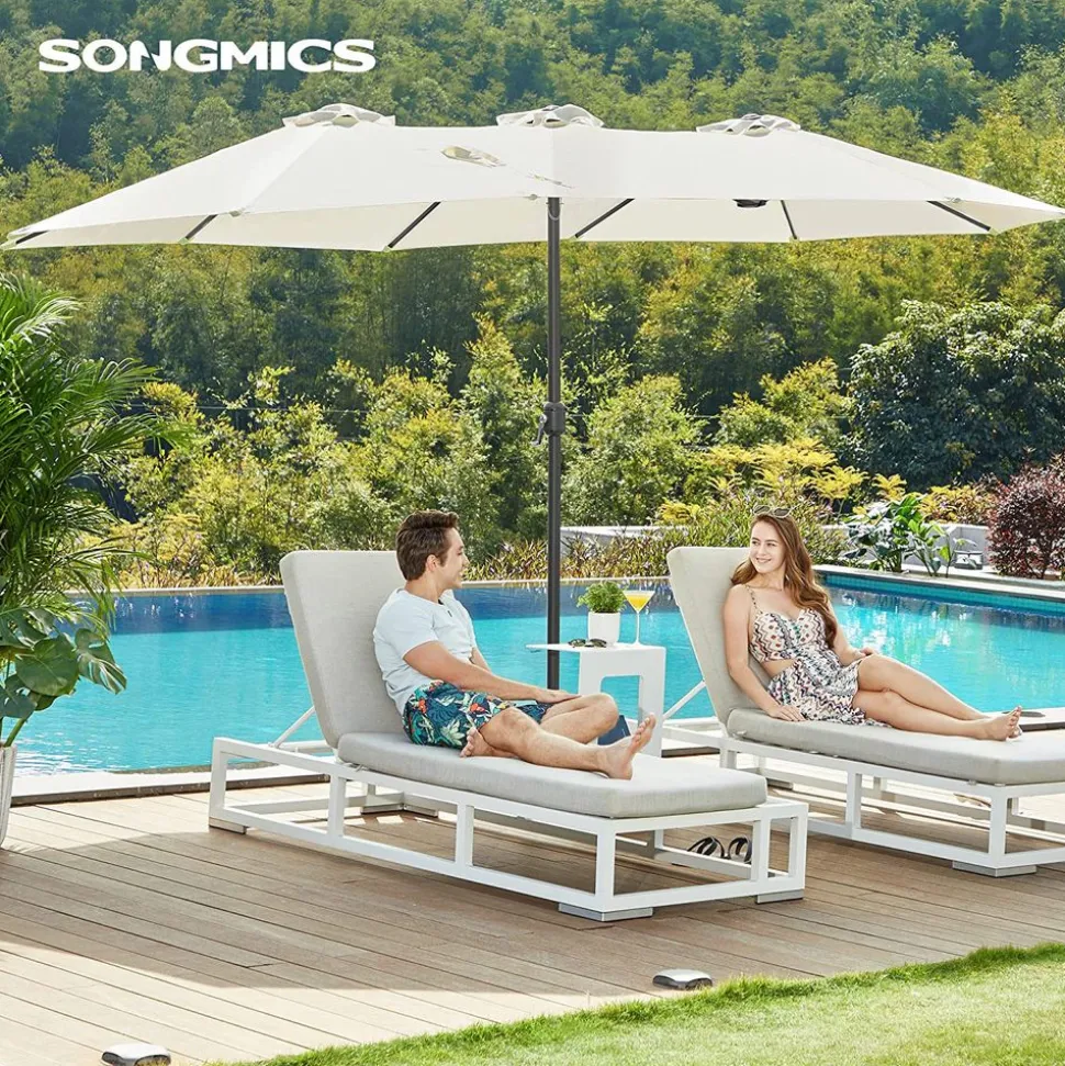 New SONGMICS Table de nuit avec multiprise 2 prises électriques 2 ports usb blanc nuage