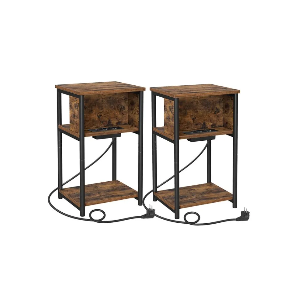 Discount SONGMICS Table de nuit beige naturel et blanc classique