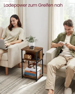 Discount SONGMICS Table de nuit beige naturel et blanc classique