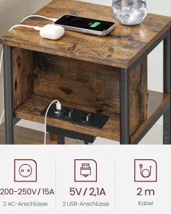 Discount SONGMICS Table de nuit beige naturel et blanc classique