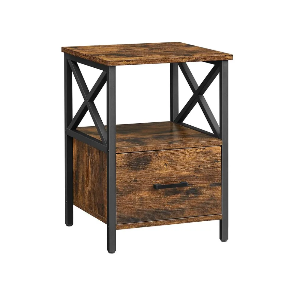 Fashion SONGMICS Table de nuit design X Noir