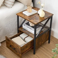 Fashion SONGMICS Table de nuit design X Noir