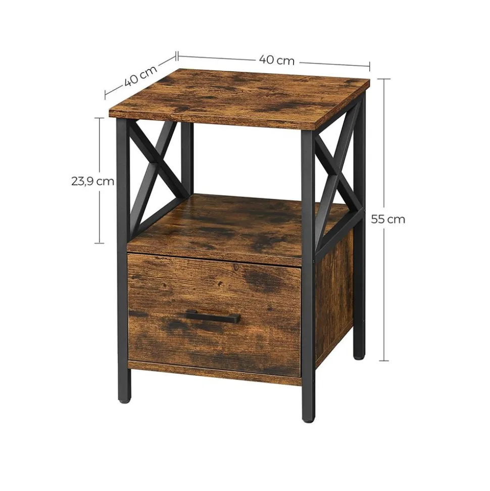 Fashion SONGMICS Table de nuit design X Noir