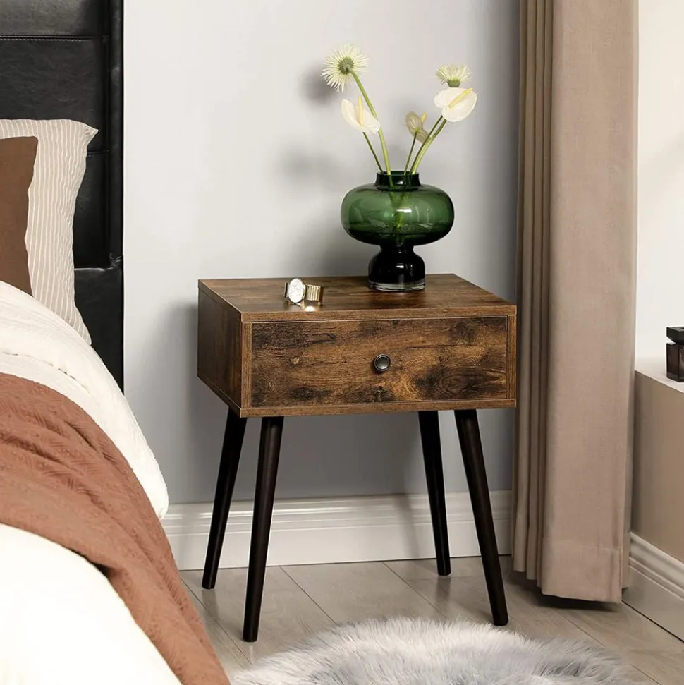 Fashion SONGMICS Table de nuit tiroir industriel Marron Vintage