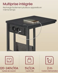 New SONGMICS Table de salon à 2 niveaux 80 x 45 cm (ø x h) gris anthracite