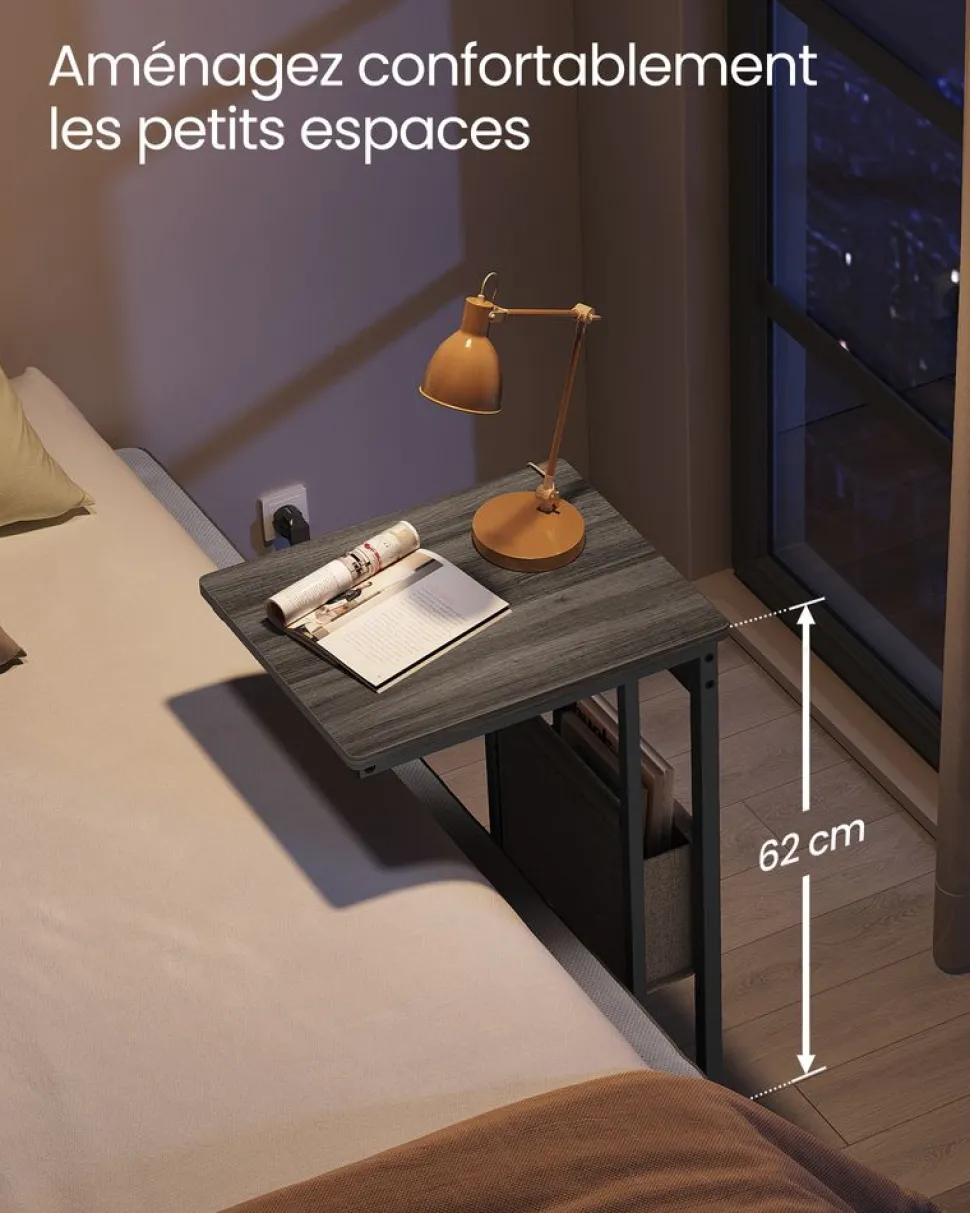 New SONGMICS Table de salon à 2 niveaux 80 x 45 cm (ø x h) gris anthracite