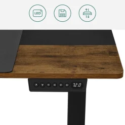 Shop SONGMICS Table en forme de L avec tiroir Brun Vintage Noir