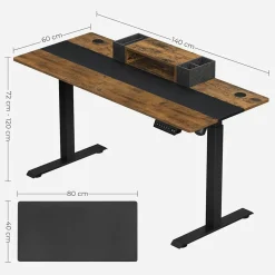 Shop SONGMICS Table en forme de L avec tiroir Brun Vintage Noir