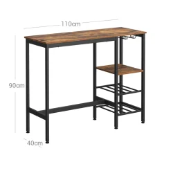 Hot SONGMICS Table haute avec étagères Brun Vintage Noir
