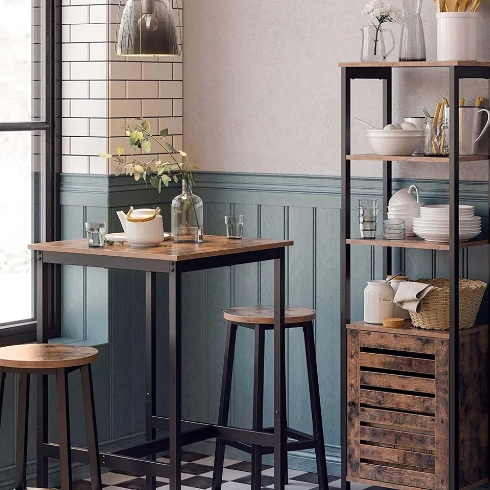 Online SONGMICS Table haute industriel Brun Vintage Noir