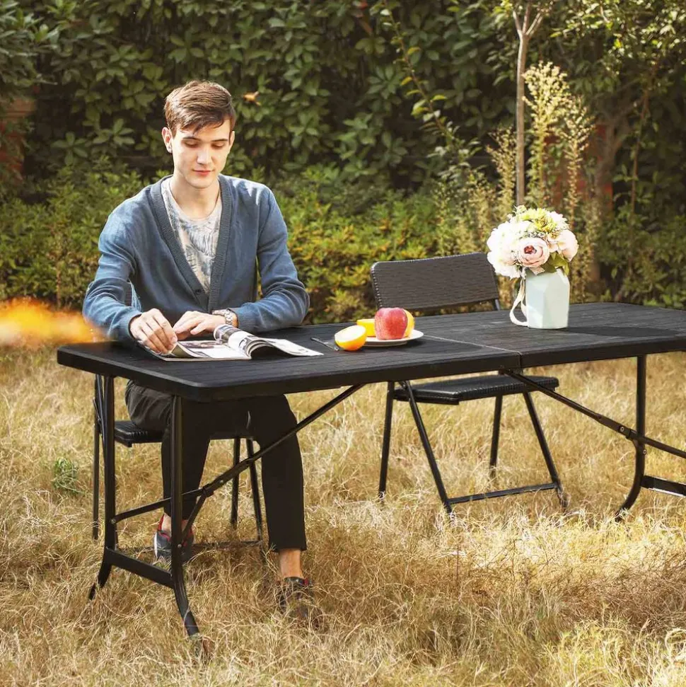 Store SONGMICS Table jardin noir Blanc