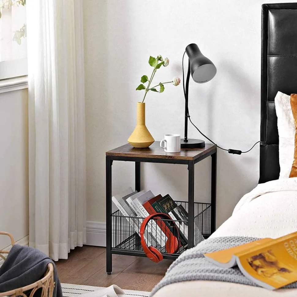 Shop SONGMICS Table panière industrielle