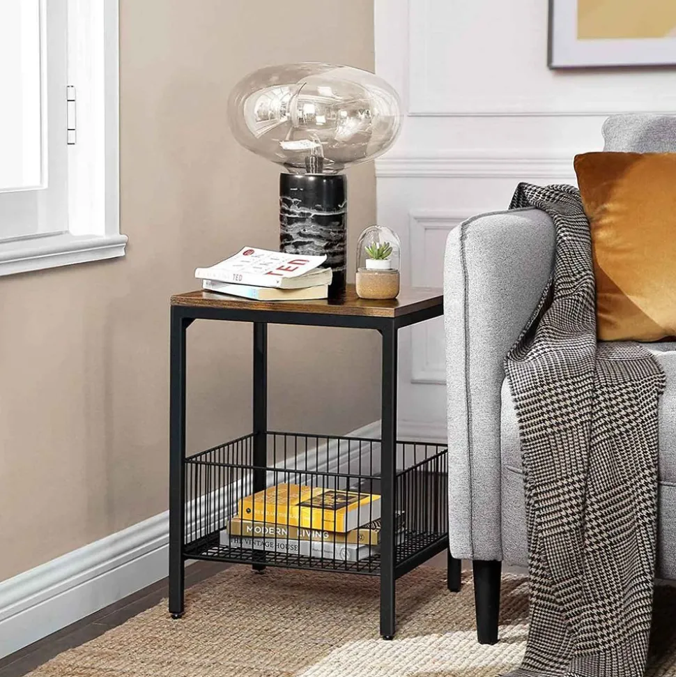 Shop SONGMICS Table panière industrielle