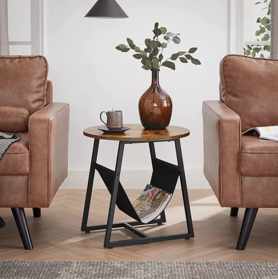 Hot SONGMICS Table ronde industriel Noir