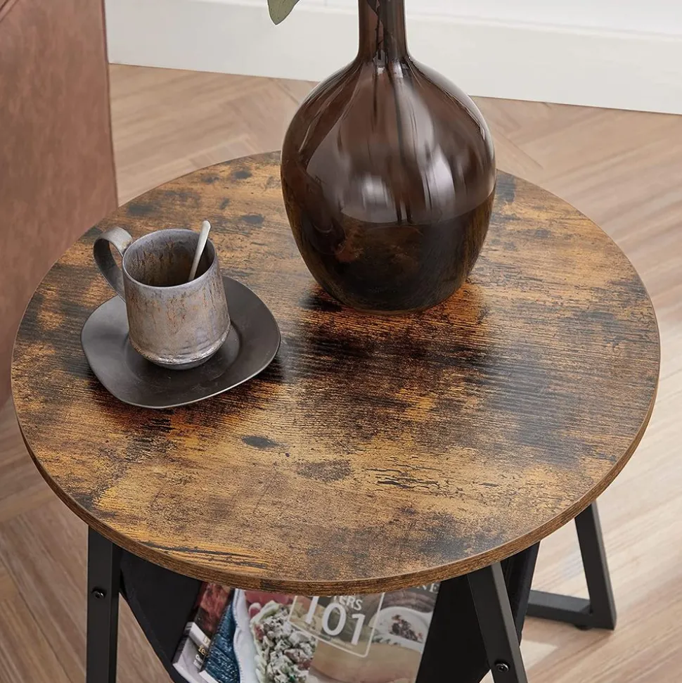 Hot SONGMICS Table ronde industriel Noir