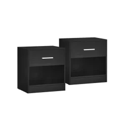 Best SONGMICS Tables de chevet avec tiroir et compartiment ouvert pieds en bois noir boisé