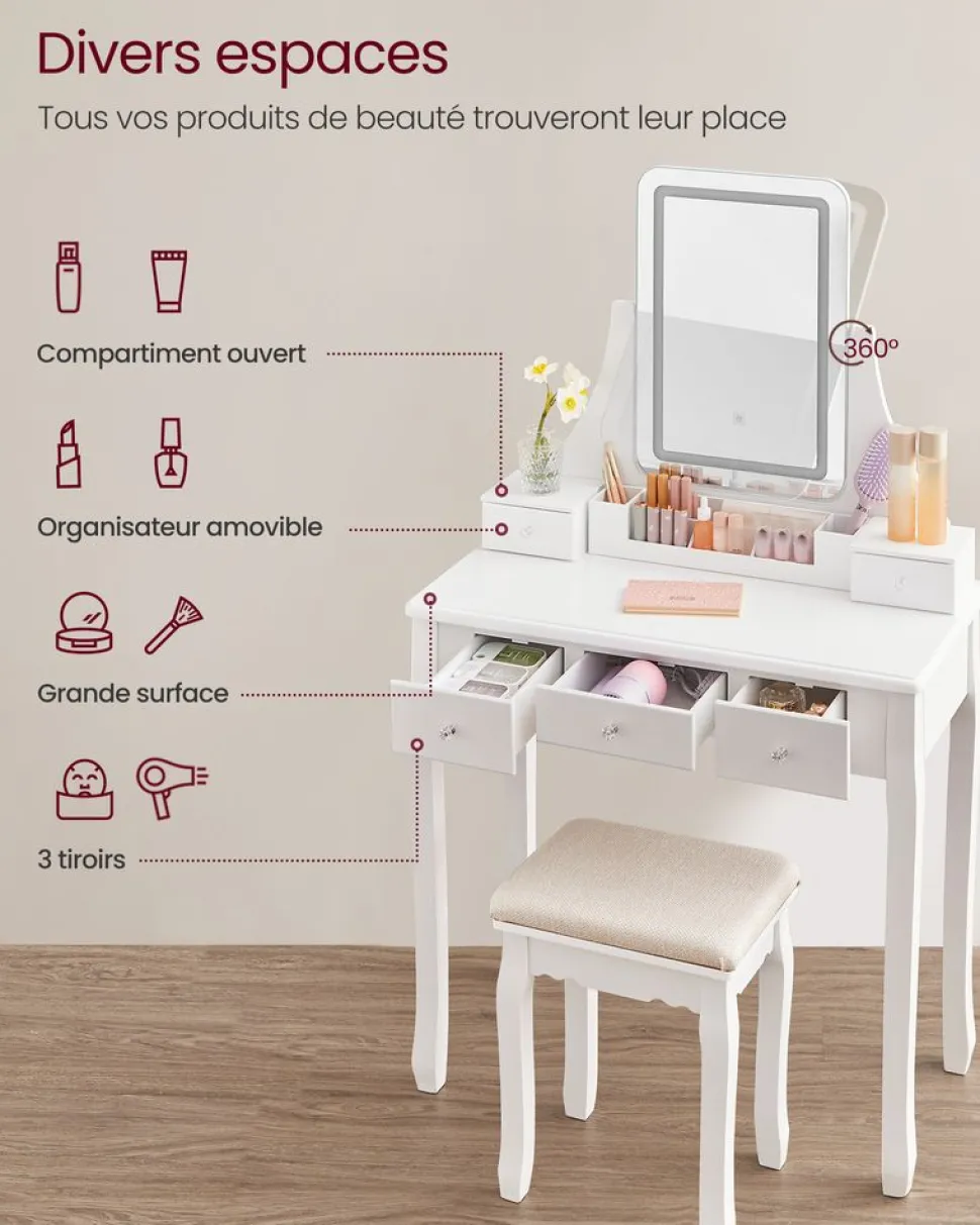 Fashion SONGMICS Tablette d'appoint Noir