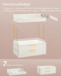 New SONGMICS Tabouret de coiffeuse courbé Blanc