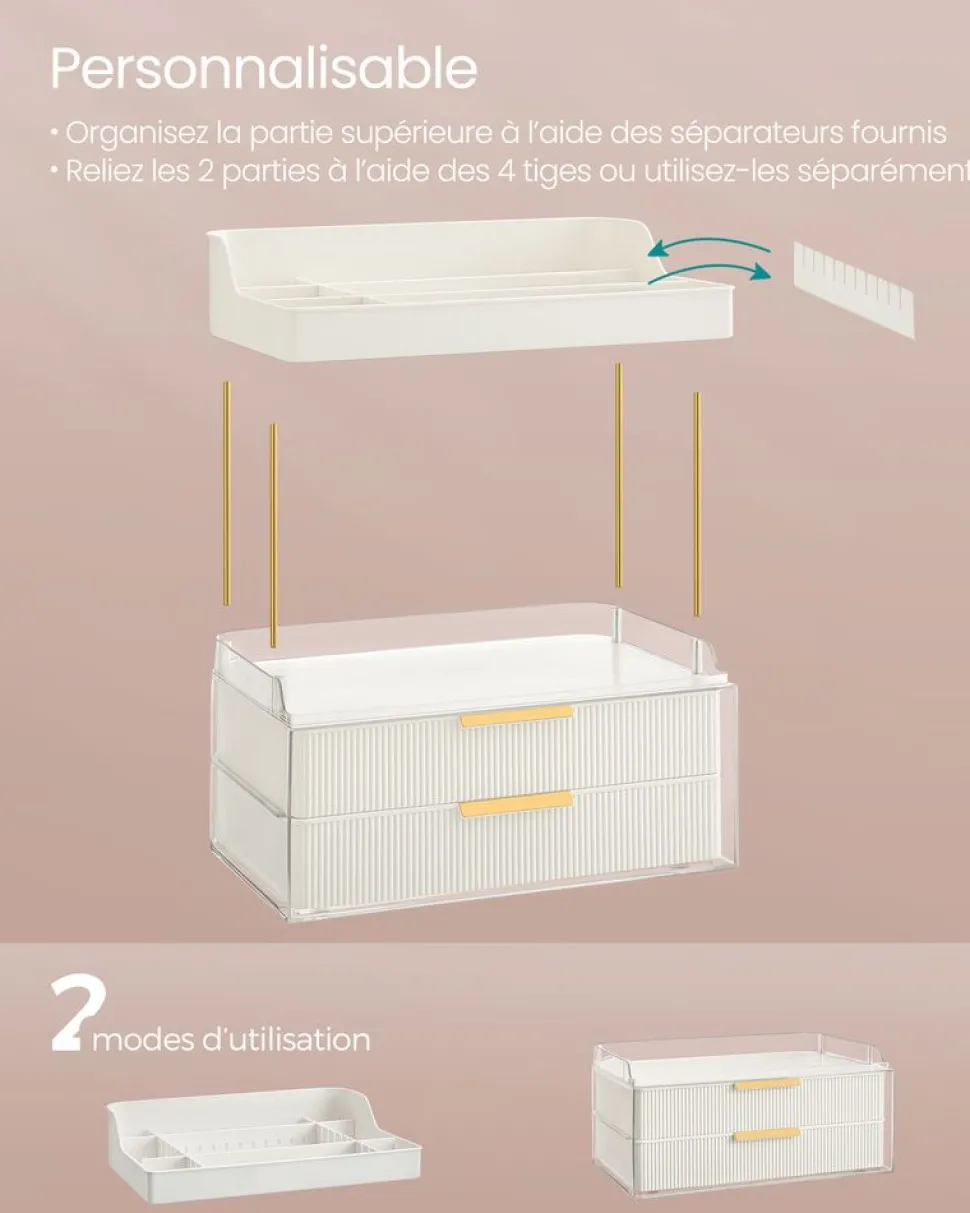 New SONGMICS Tabouret de coiffeuse courbé Blanc