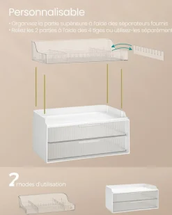 New SONGMICS Tabouret de coiffeuse courbé Blanc