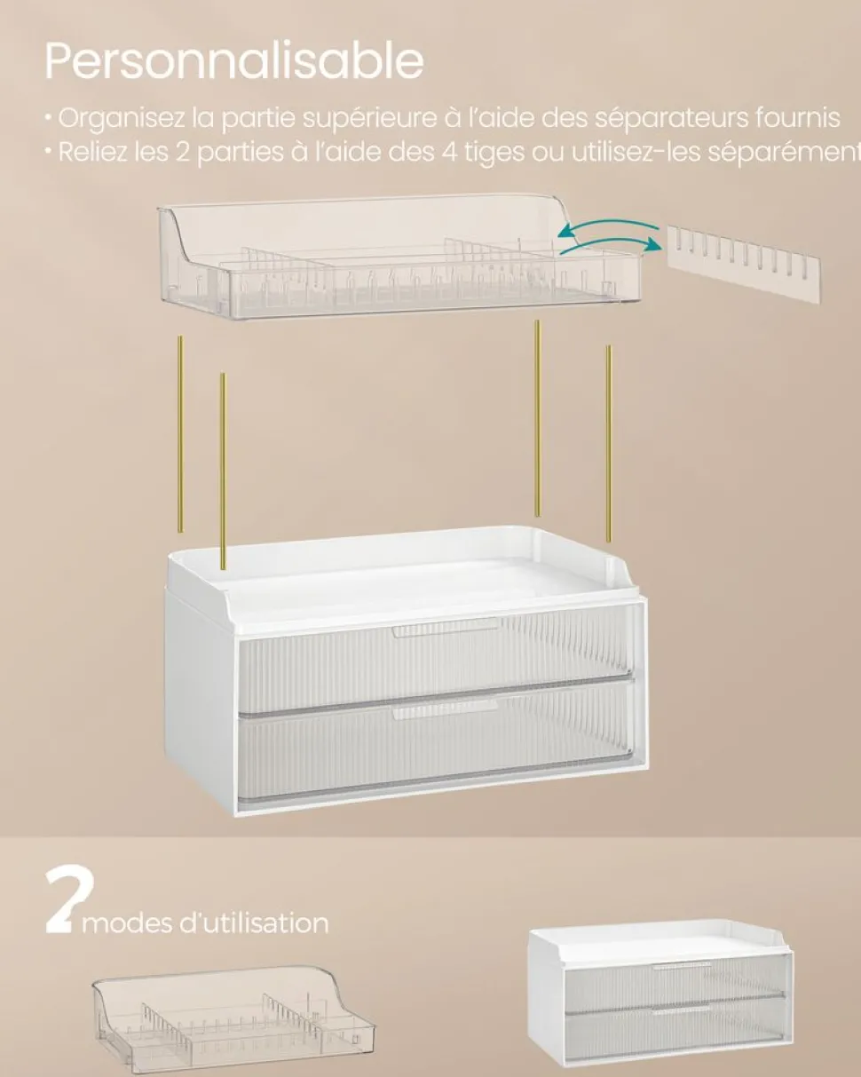 New SONGMICS Tabouret de coiffeuse courbé Blanc