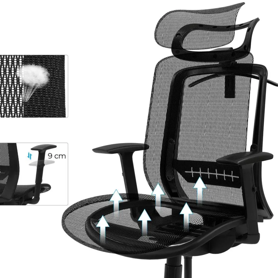 Discount SONGMICS Tabouret dynamique XL noir