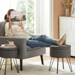 Best Sale SONGMICS Tabouret rangement rond Gris Foncé