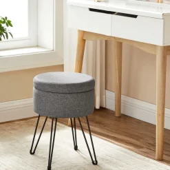 Best Sale SONGMICS Tabouret rangement rond Gris Foncé