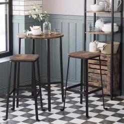 Cheap SONGMICS Tabourets marron rustique Blanc