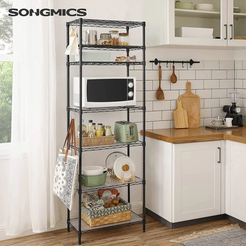 Cheap SONGMICS Étagère à 3 niveaux Marron Rustique + Noir