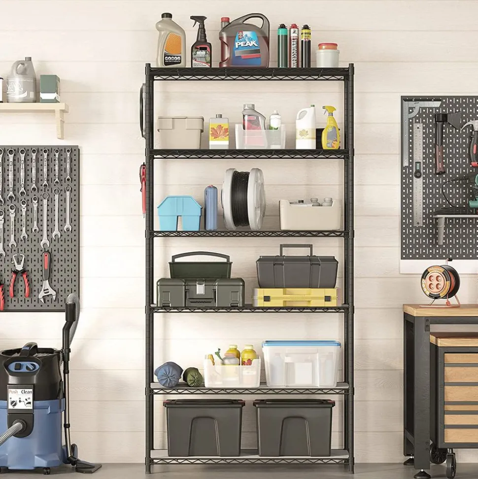 Cheap SONGMICS Étagère à 3 niveaux Marron Rustique + Noir