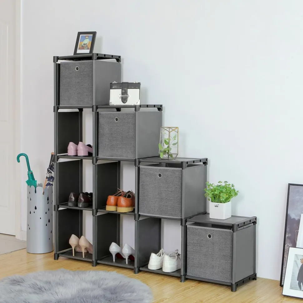 Store SONGMICS Étagère 12 casiers gris noir