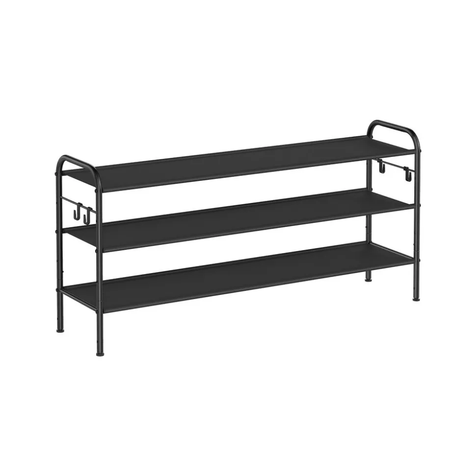 Store SONGMICS Étagère à chaussures à 2 niveaux avec 4 crochets noir d'encre