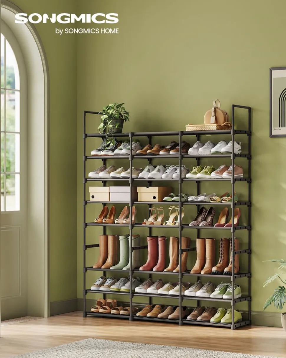 Outlet SONGMICS Étagère à chaussures à 3 niveaux pour 18 paires noir d'encre